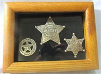 OLD WESTERN BADGES IN SHADOWBOX*MARSHALL
