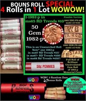 THIS AUCTION ONLY! BU Shotgun Lincoln 1c roll, 198