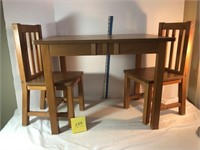 Child's table & 2 chairs, wooden
