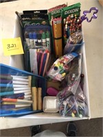 Box of pencils & markers