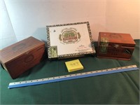 3 wooden cigar boxes