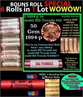 THIS AUCTION ONLY! BU Shotgun Lincoln 1c roll, 199