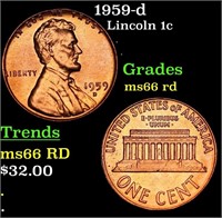 1959-d Lincoln Cent 1c Grades GEM+ Unc RD