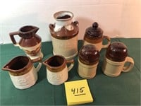 7 assort brown pottery pieces