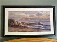 Framed Seashore Cliffs Nautical Print