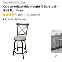 Karson Adjustable Height X-Back Bar Stool