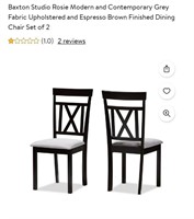 2 Crossback Cushioned Dining Chairs-Grey&Espresso