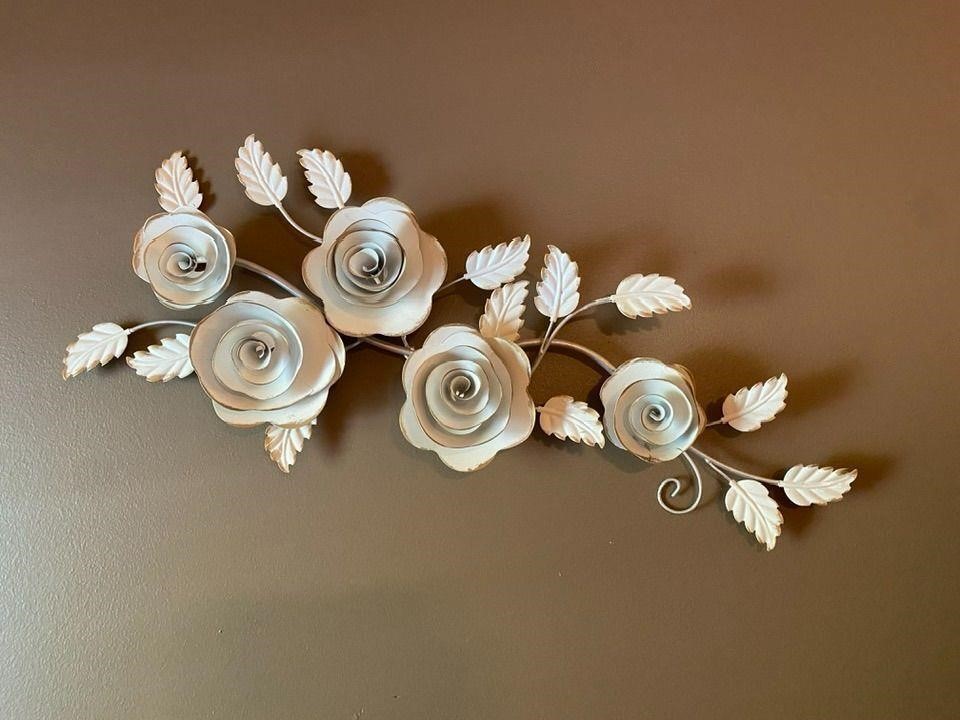 White Metal Roses Wall Hanging