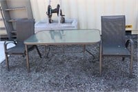 GLASS TOP PATIO TABLE WITH 4 CHAIRS