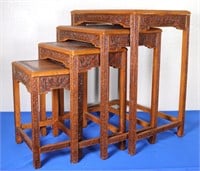 4pc. Asian Carved Nesting Table Set