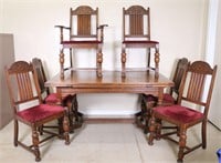 7pc. Colonial Revival Oak Dining Table Set