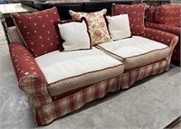 Multi Color Slipcover Sofa with Matching Pillows
