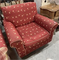 Upholstered Side Chair Red with Flowers 40 w x 36