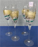 Hand Painted Champagne Glasses 4 Pcs