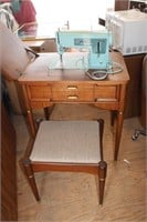 Singer sewing machine and cabinet with stool
