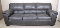 Grey Faux Suede Upholstered Sofa