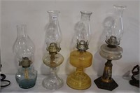 4 GLASS OIL LAMPS