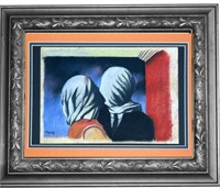 Rene Magritte  "Love Is Blind" Pastel On Old Paper