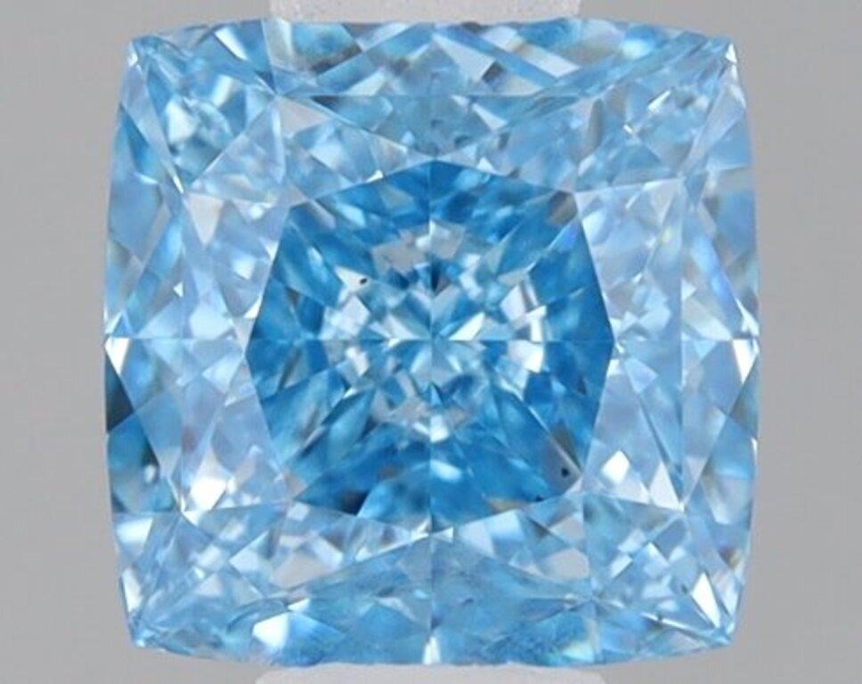 Top Lab Grown 1.13 Ct VS2 Fancy Vivid Blue Diamond