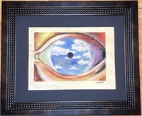 Rene Magritte "All-Seeing Eye" Watercolor On Paper