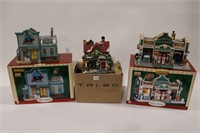 3 LIGHTED CHRISTMAS BUILDINGS