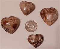 4 Count Natural Flower Agate Puff Hearts