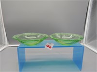 2 Small Uranium Glass Bowls