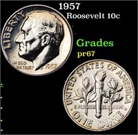 Proof 1957 Roosevelt Dime 10c Grades GEM++ Proof