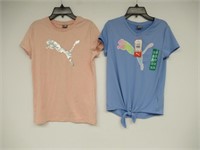 2-Pk Puma Girl's XL T-shirt, Blue and Pink Extra