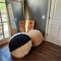 Mirror, Art, & Faux Fur Covered Exercise Balls