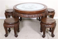 Asian Style Coffee Table & 4 Stools