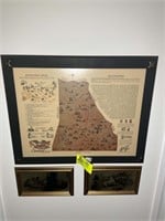 FRAMED HISTORICAL MAP OF CLEVELAND COUNTY NC APPRO