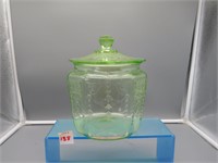 7 1/2" Uranium Glass Jar with Lid