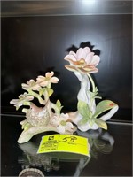 PAIR OF FLORAL THEMED FIGURINES BY CYBIS