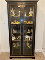 BLACK/GOLD COLORED, LIGHTED  CURIO STYLE CABINET W
