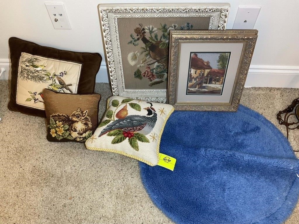NEEDLEPOINT AND CROSS STITCH PILLOWS AND ARTWORK
