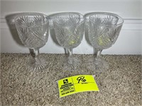 CUT GLASS GROUP GOBLETS 6 IN TALL
