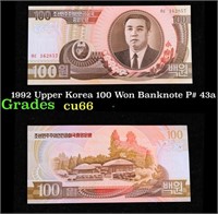 1992 Upper Korea 100 Won Banknote P# 43a Grades Ge