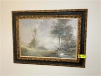 LARGE FRAMED OIL ON CANVAS BY DELLARD APPROX 47 IN