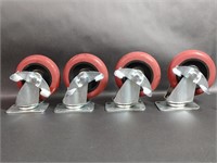 Four Red Wheel Casters