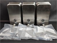Three Stainless Steel Soap Dispensers
