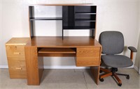 Pressboard Desk, File + Rolling Chair