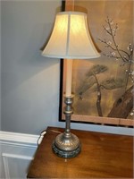 PAIR OF DECORATIVE LAMPS APPROX 29 IN TALL WITH SH