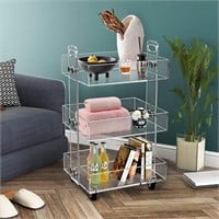 ONELUX 3-Tier Acrylic Cart  16.4x13.4x28 in  Clear