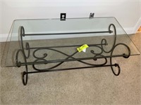 GLASS TOP METAL FRAME COFFEE TABLE 48 IN X 25 IN X