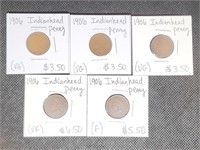 Lot of 5- 1906 Indian Head Pennies