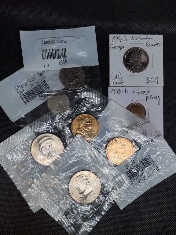 Lot of Misc. U.S. Coins: 2- Sacagawea Dollars, 2
