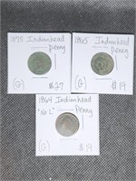 1864, 1865, & 1875 Indian Head Pennies