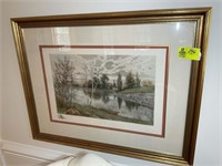 FRAMED AND MATTED POND THEMED PRINT 43IN X 33 IN