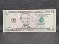 2013 $5 Federal Reserve "Star" Note